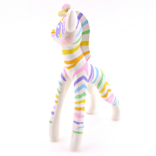 Rainbow Zebra Figurine - Version 1 - Polymer Clay Rainbow Animals