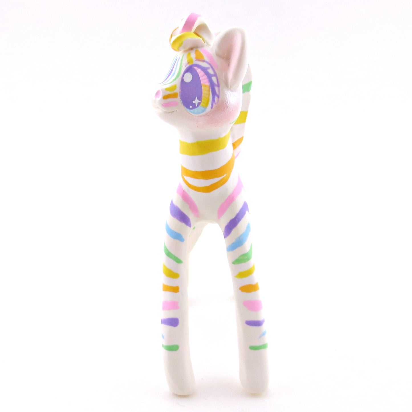 Rainbow Zebra Figurine - Version 1 - Polymer Clay Rainbow Animals