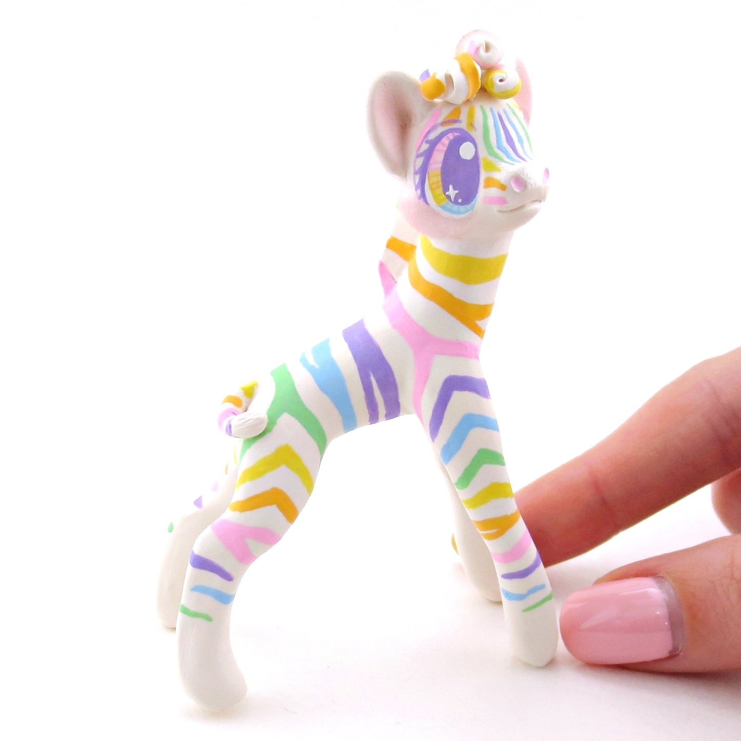 Rainbow Zebra Figurine - Version 1 - Polymer Clay Rainbow Animals