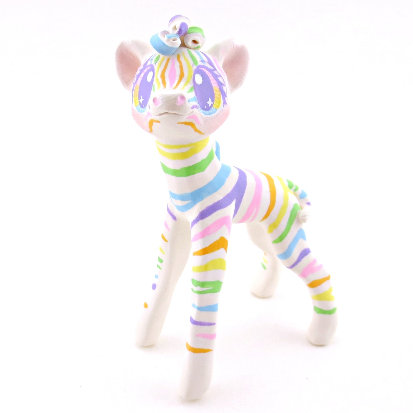 Rainbow Zebra Figurine - Version 2 - Polymer Clay Rainbow Animals