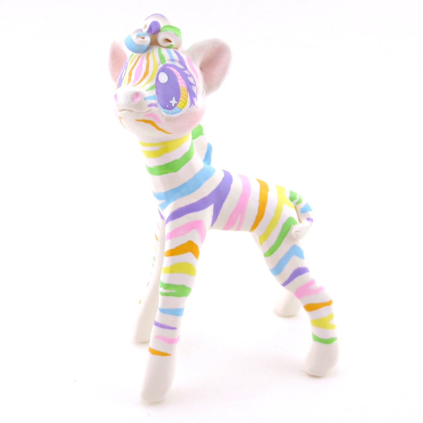 Rainbow Zebra Figurine - Version 2 - Polymer Clay Rainbow Animals