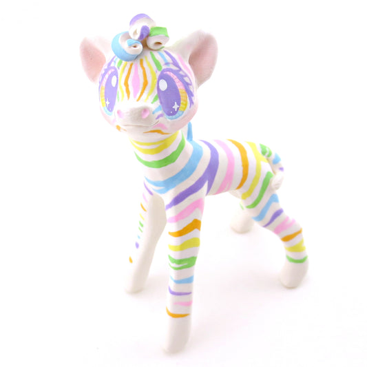 Rainbow Zebra Figurine - Version 2 - Polymer Clay Rainbow Animals