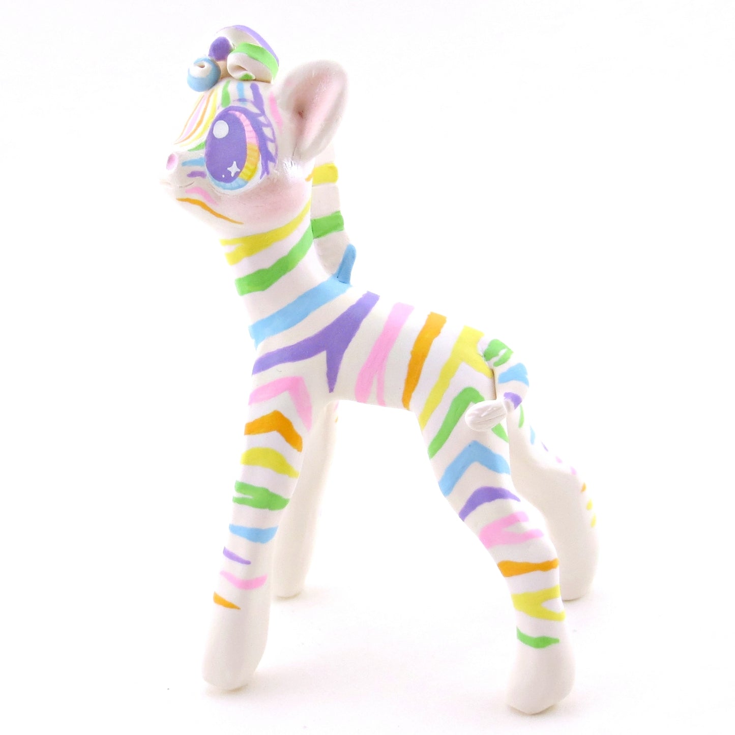 Rainbow Zebra Figurine - Version 2 - Polymer Clay Rainbow Animals