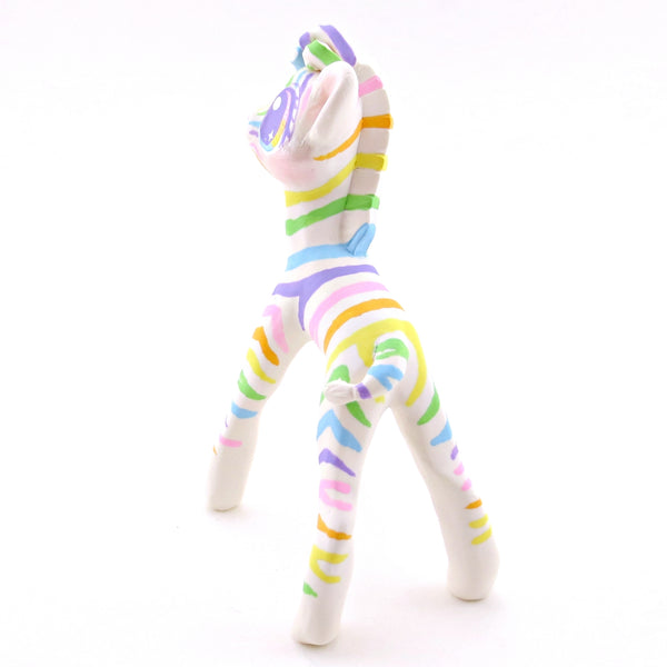 Rainbow Zebra Figurine - Version 2 - Polymer Clay Rainbow Animals