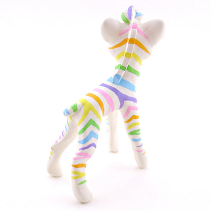 Rainbow Zebra Figurine - Version 2 - Polymer Clay Rainbow Animals