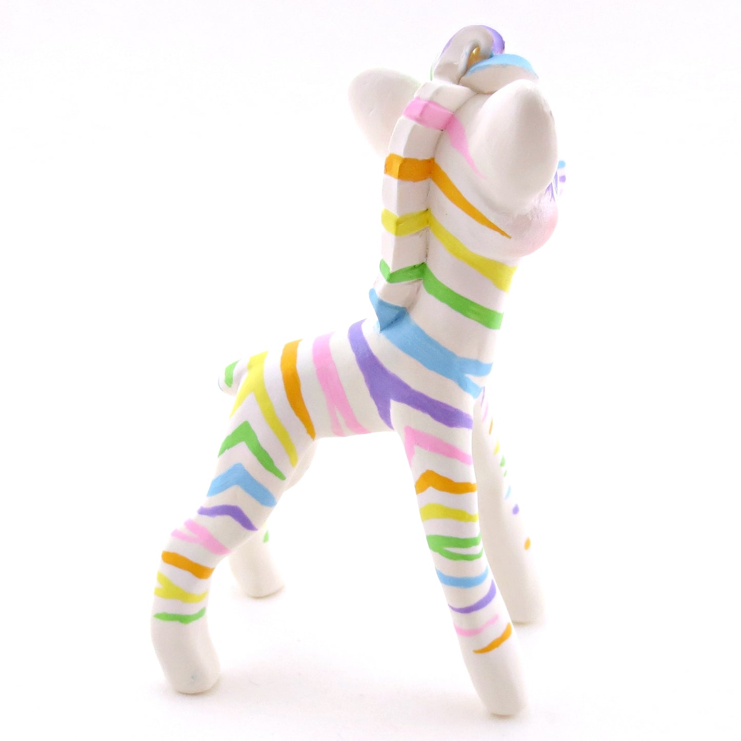 Rainbow Zebra Figurine - Version 2 - Polymer Clay Rainbow Animals