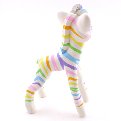 Rainbow Zebra Figurine - Version 2 - Polymer Clay Rainbow Animals