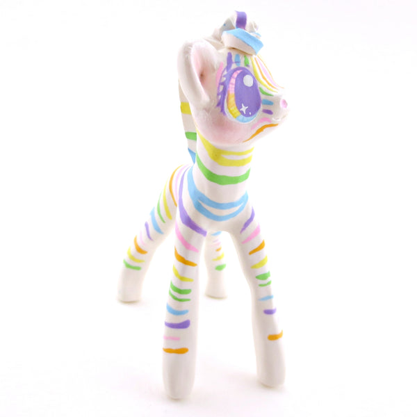 Rainbow Zebra Figurine - Version 2 - Polymer Clay Rainbow Animals