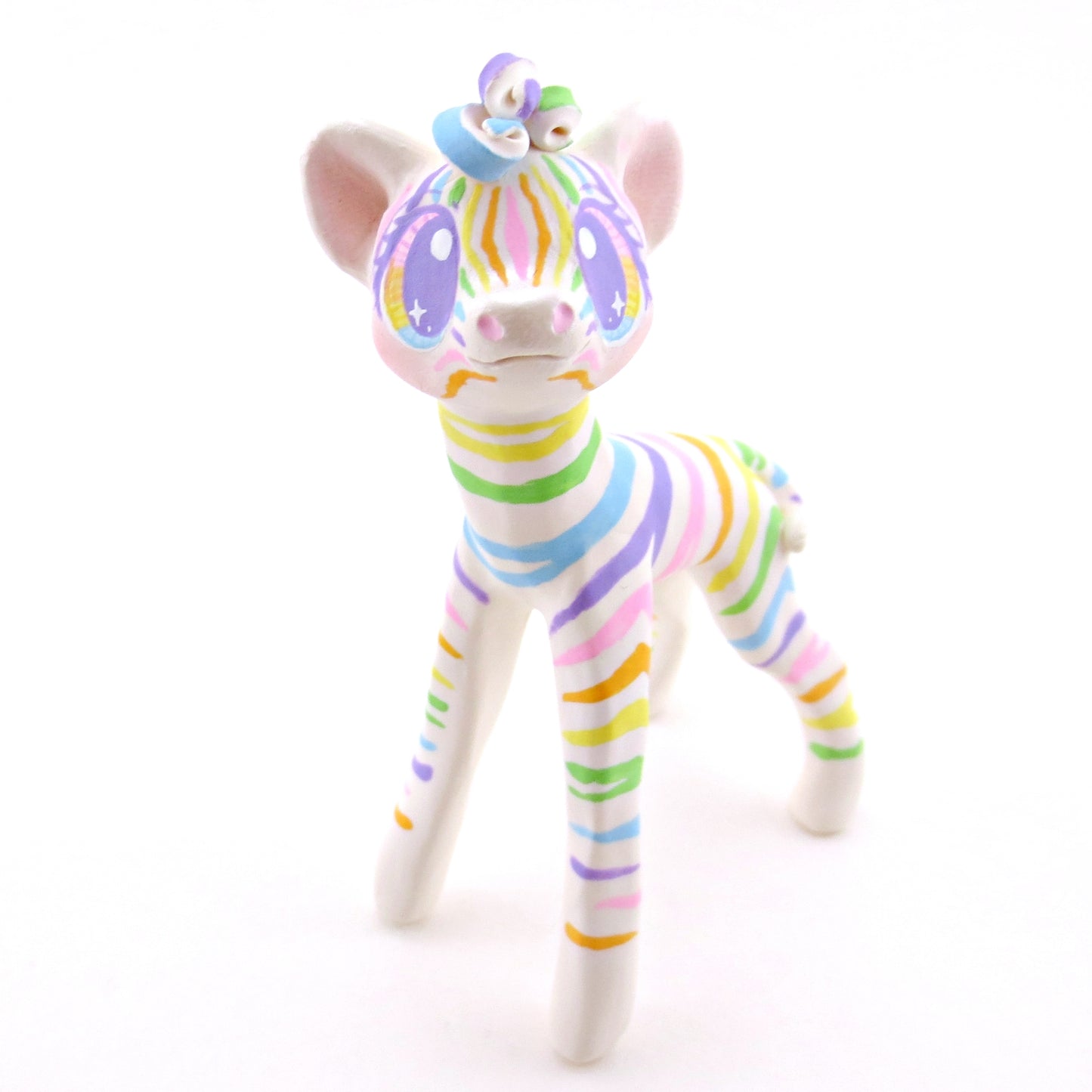 Rainbow Zebra Figurine - Version 2 - Polymer Clay Rainbow Animals