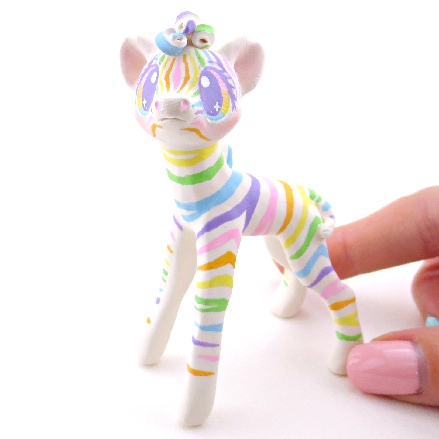 Rainbow Zebra Figurine - Version 2 - Polymer Clay Rainbow Animals