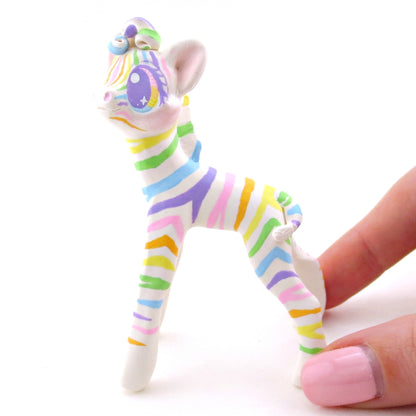 Rainbow Zebra Figurine - Version 2 - Polymer Clay Rainbow Animals