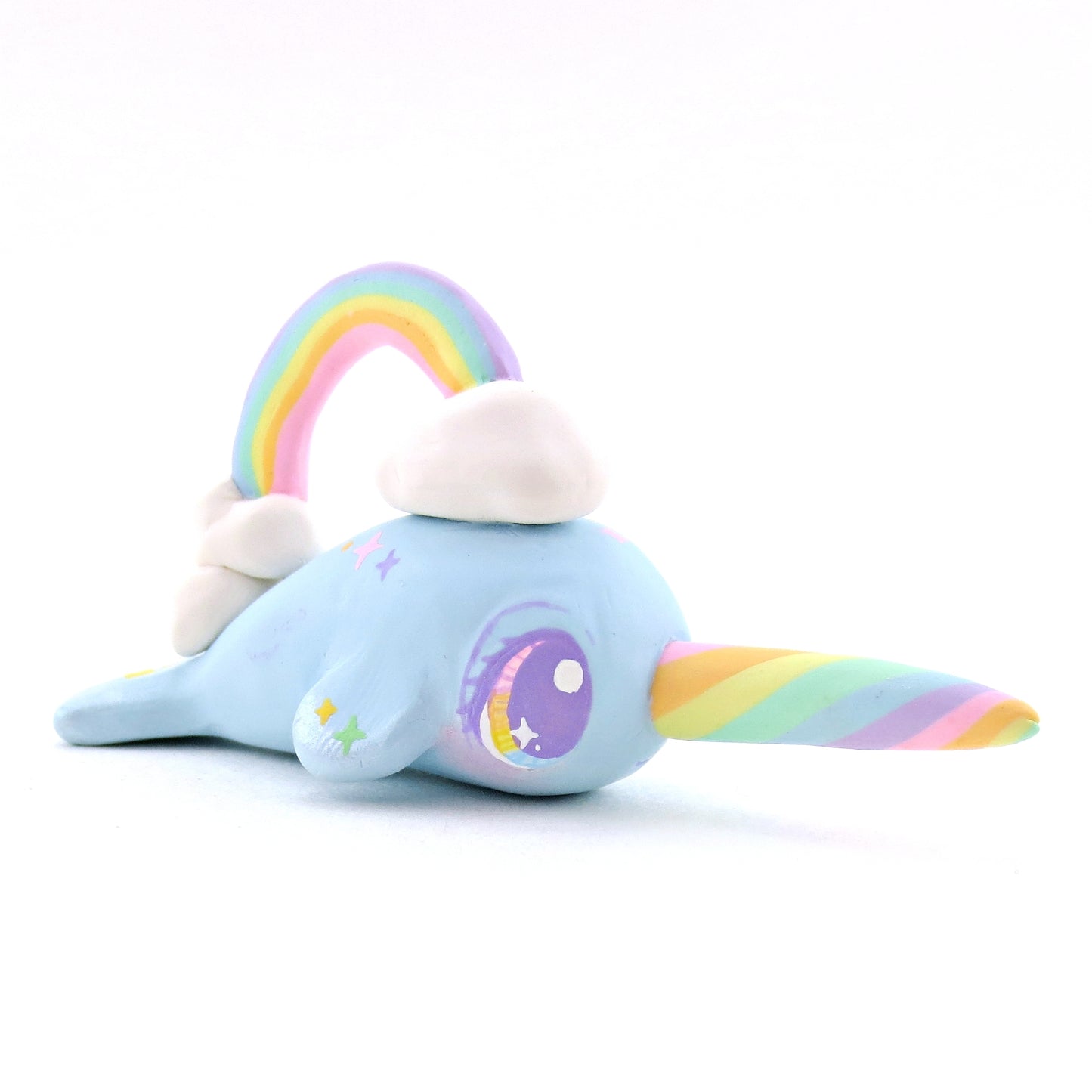 Rainbow Sky Narwhal Figurine - Polymer Clay Rainbow Animals