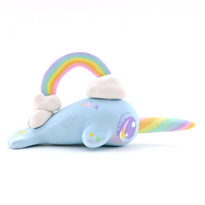 Rainbow Sky Narwhal Figurine - Polymer Clay Rainbow Animals