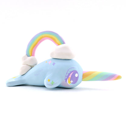 Rainbow Sky Narwhal Figurine - Polymer Clay Rainbow Animals