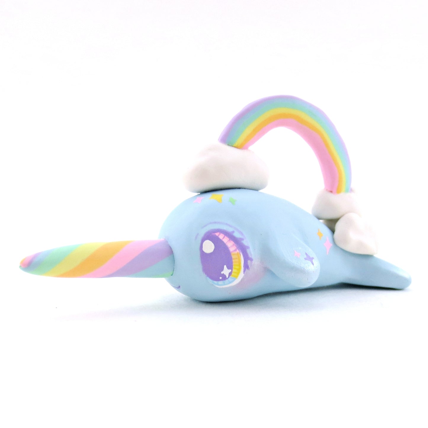 Rainbow Sky Narwhal Figurine - Polymer Clay Rainbow Animals