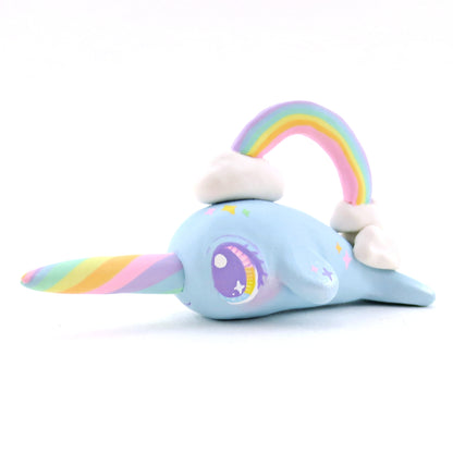 Rainbow Sky Narwhal Figurine - Polymer Clay Rainbow Animals