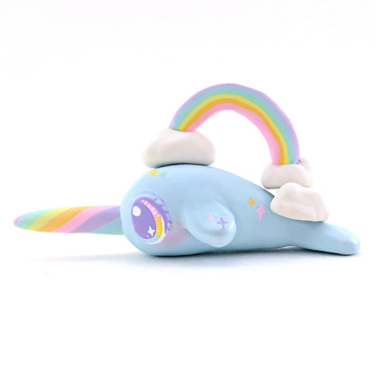 Rainbow Sky Narwhal Figurine - Polymer Clay Rainbow Animals