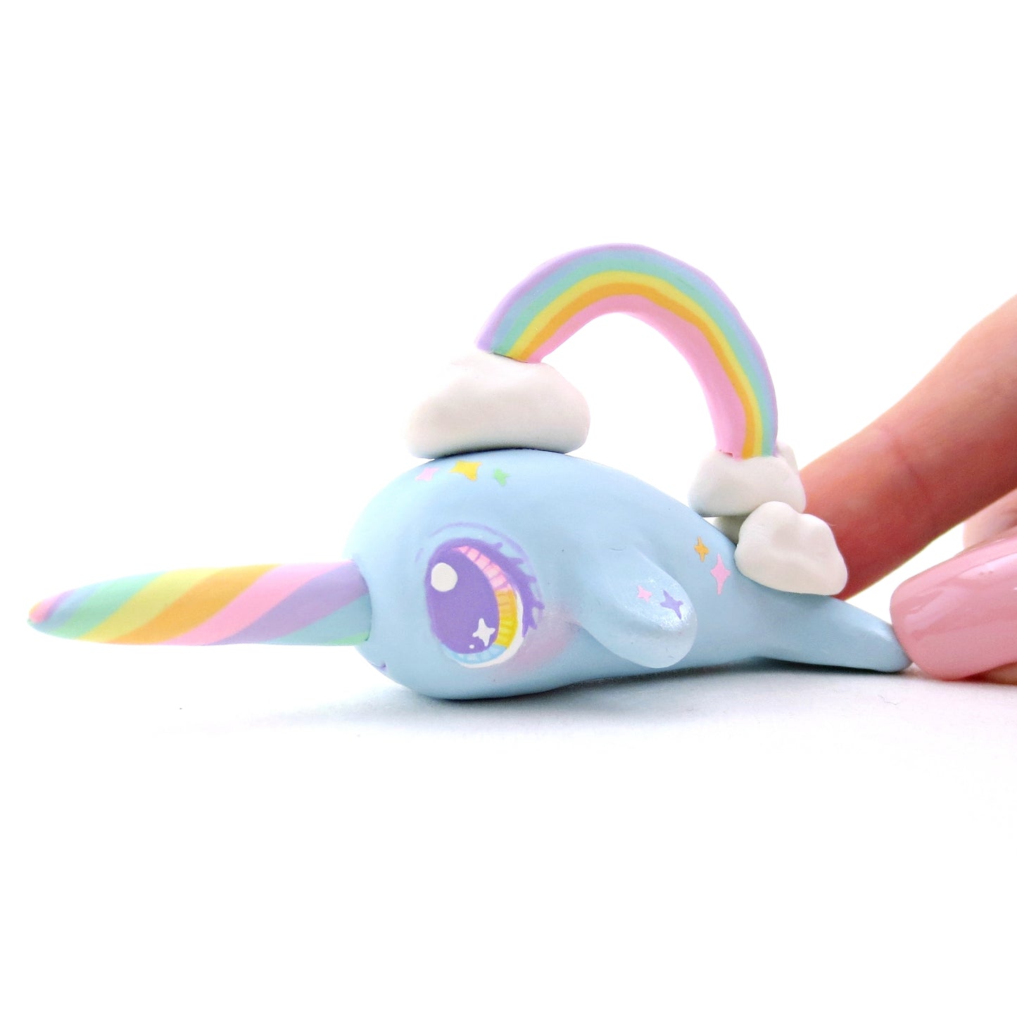 Rainbow Sky Narwhal Figurine - Polymer Clay Rainbow Animals