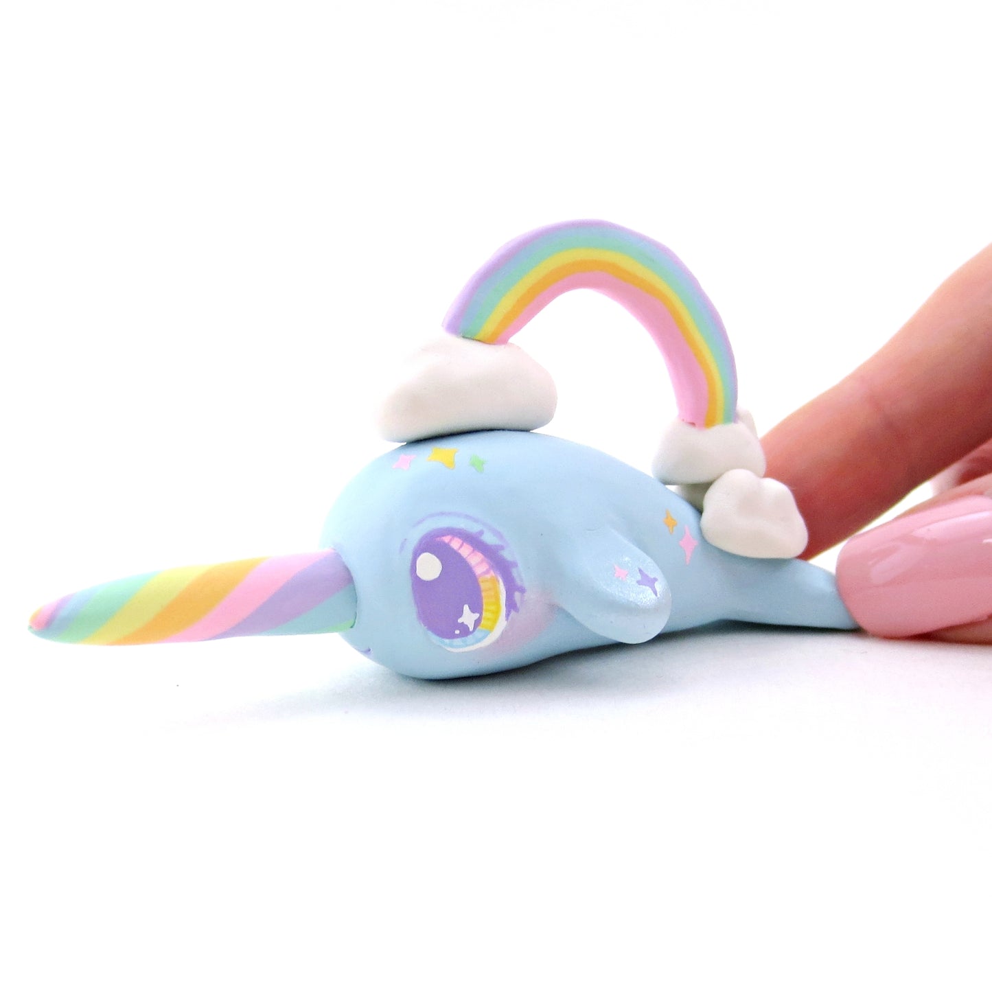 Rainbow Sky Narwhal Figurine - Polymer Clay Rainbow Animals