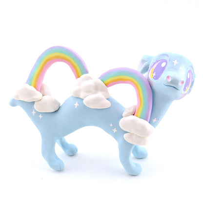 Rainbow Sky Cloud Noodle Dragon Figurine - Polymer Clay Rainbow Animals