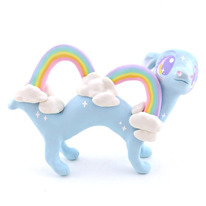 Rainbow Sky Cloud Noodle Dragon Figurine - Polymer Clay Rainbow Animals