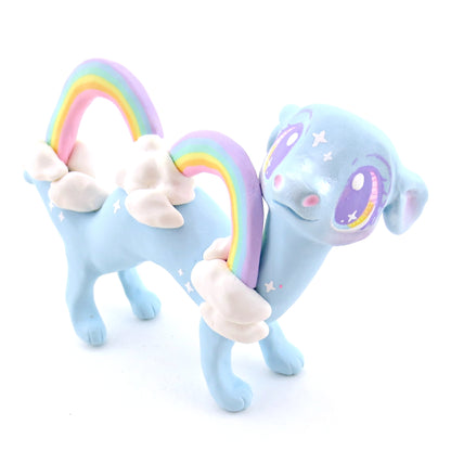 Rainbow Sky Cloud Noodle Dragon Figurine - Polymer Clay Rainbow Animals