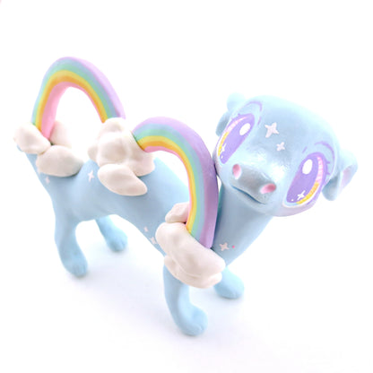 Rainbow Sky Cloud Noodle Dragon Figurine - Polymer Clay Rainbow Animals