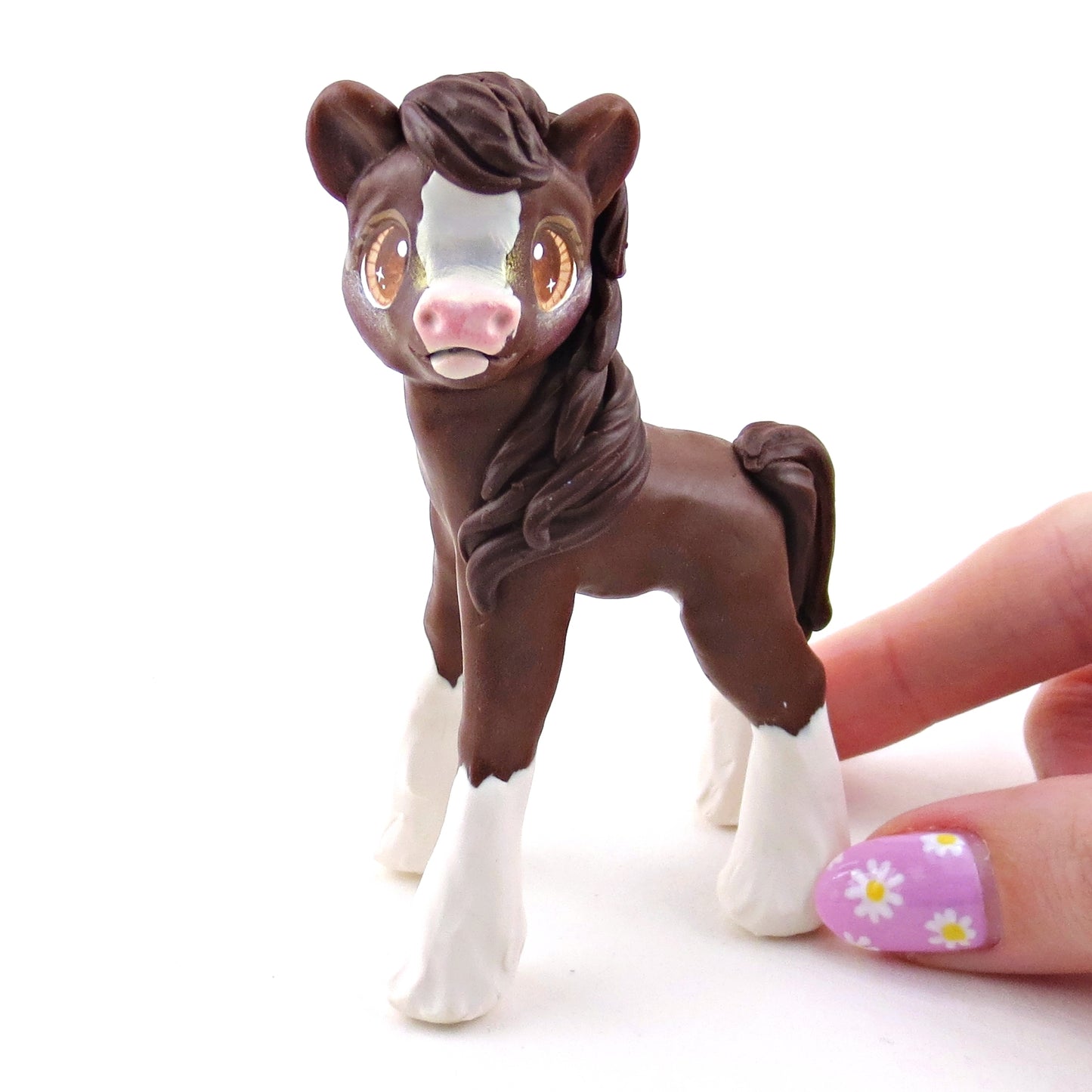 Bay Clydesdale Horse Figurine - Polymer Clay Spring Animal Collection