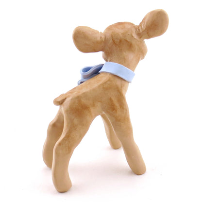 Jersey Cow with a Bow Figurine - Polymer Clay Spring Animal Collection