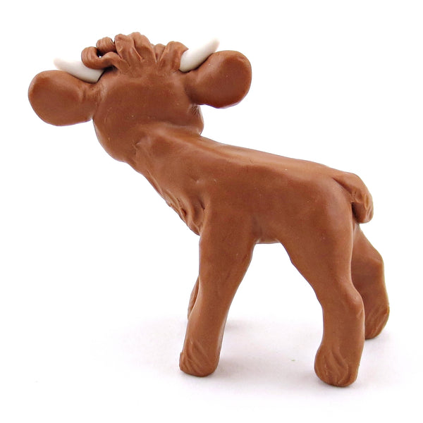 Brown-Eyed Highland Cow Figurine - Polymer Clay Spring Animal Collection