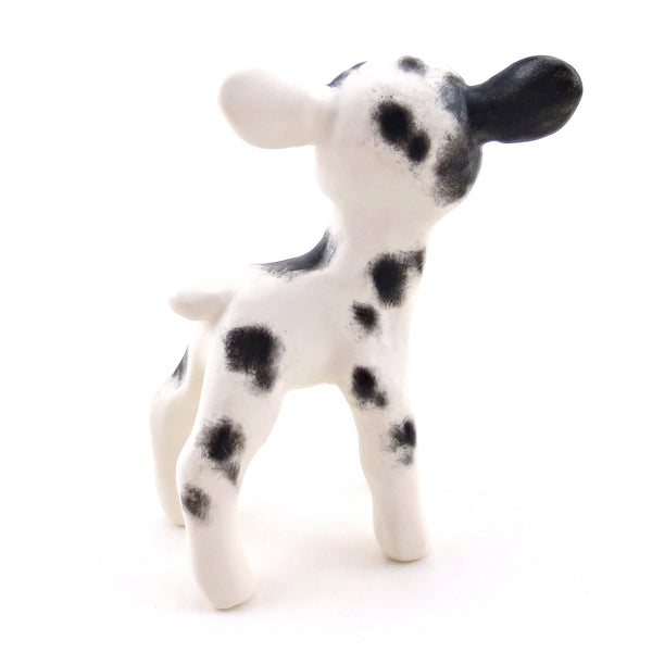 Black and White Spotty Baby Goat Figurine - Polymer Clay Spring Animal Collection