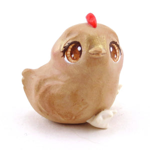 Little Brown Chicken Figurine - Polymer Clay Spring Animal Collection