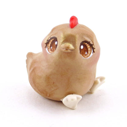 Little Brown Chicken Figurine - Polymer Clay Spring Animal Collection