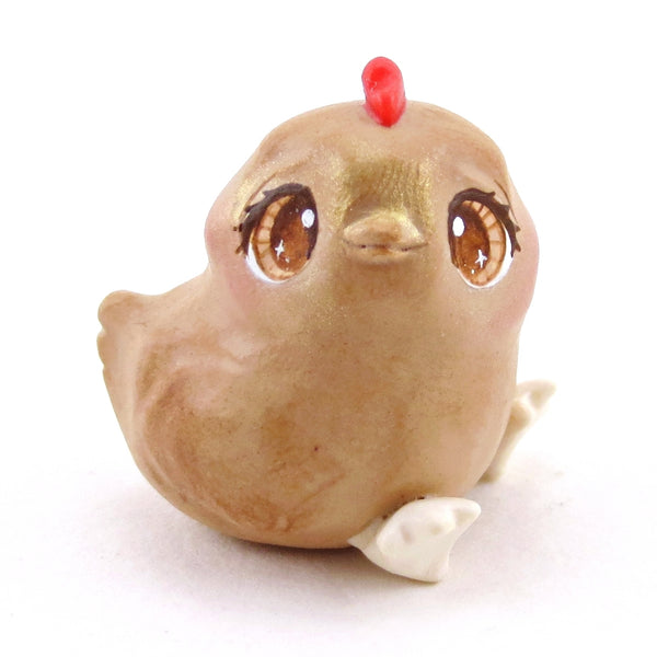 Little Brown Chicken Figurine - Polymer Clay Spring Animal Collection