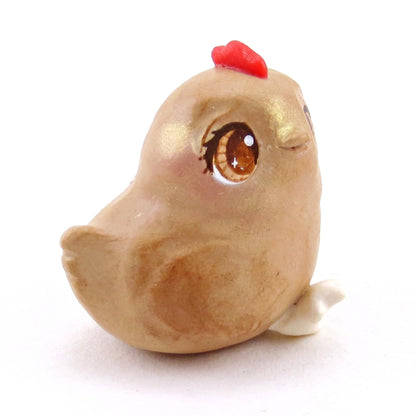 Little Brown Chicken Figurine - Polymer Clay Spring Animal Collection