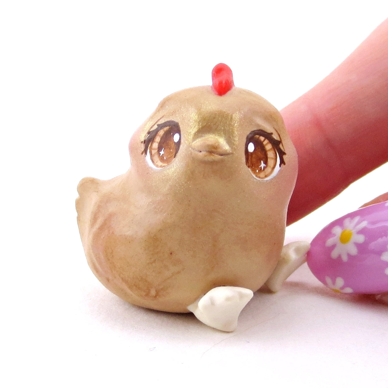 Little Brown Chicken Figurine - Polymer Clay Spring Animal Collection