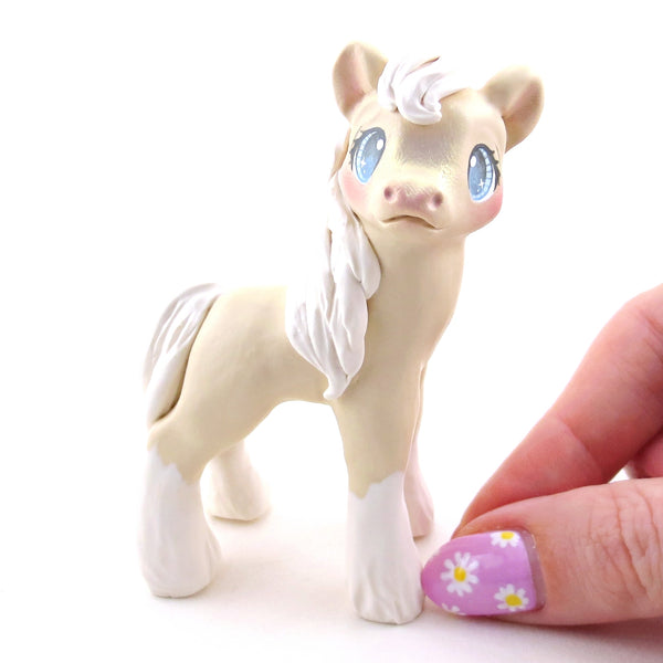 Palomino Clydesdale Figurine - Polymer Clay Spring Animal Collection