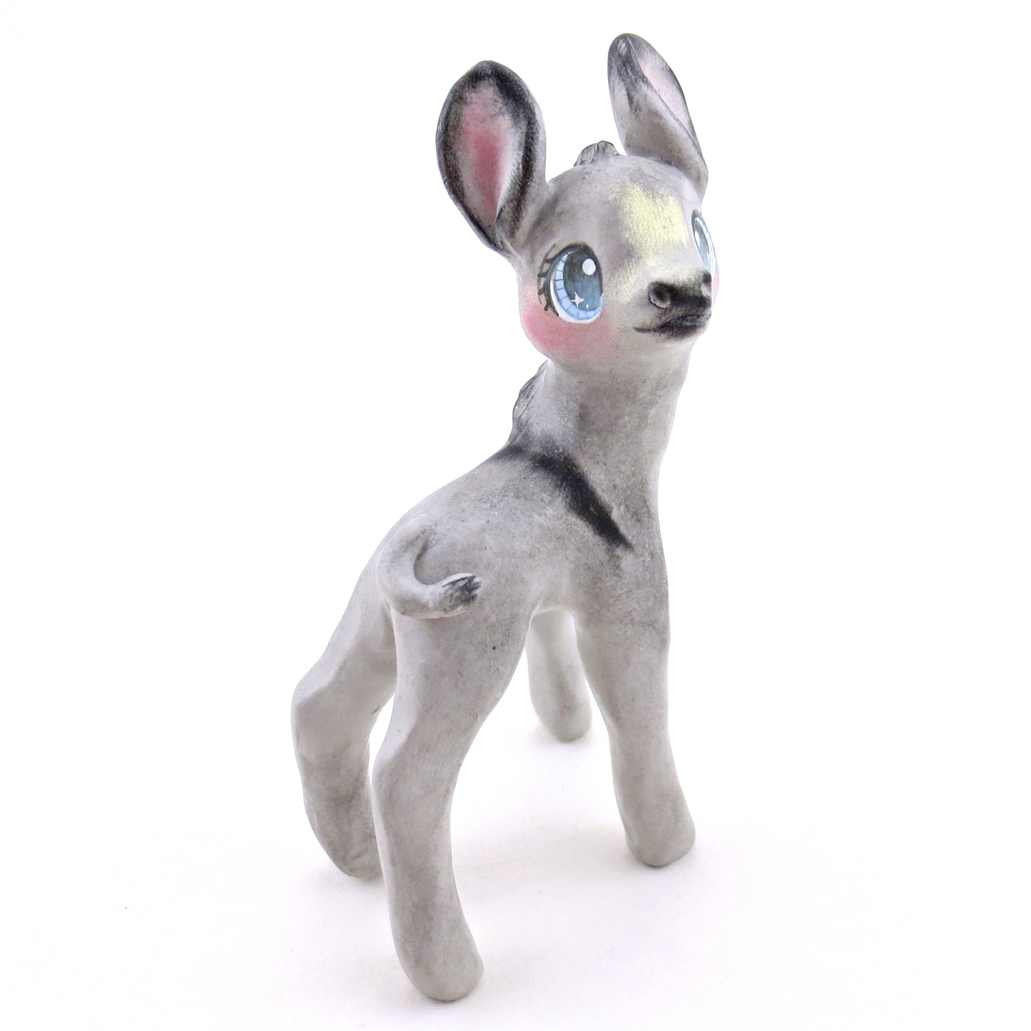 Grey Donkey Figurine - Polymer Clay Spring Animal Collection