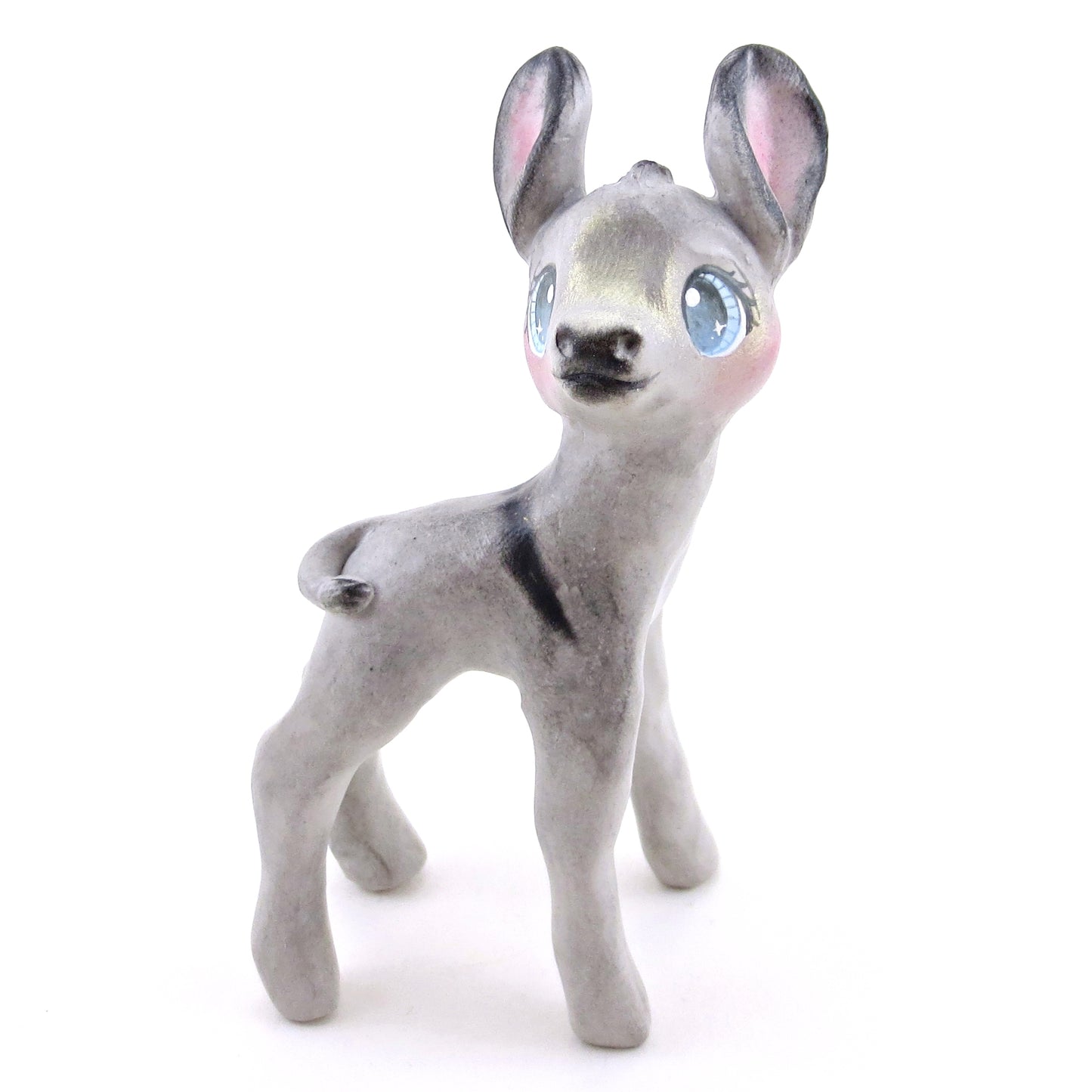 Grey Donkey Figurine - Polymer Clay Spring Animal Collection