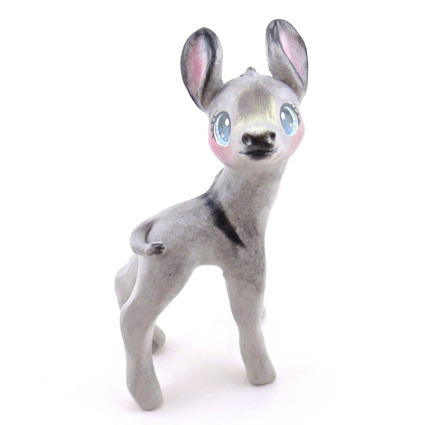 Grey Donkey Figurine - Polymer Clay Spring Animal Collection