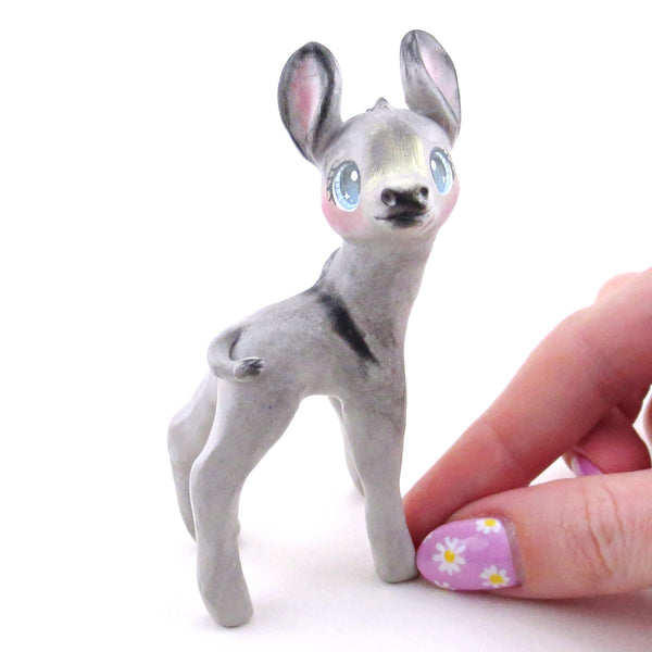 Grey Donkey Figurine - Polymer Clay Spring Animal Collection