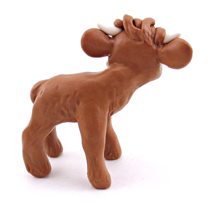 Green-Eyed Highland Cow Figurine - Polymer Clay Spring Animal Collection