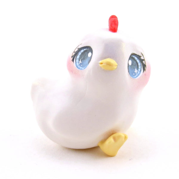 White Chicken Figurine - Polymer Clay Spring Animal Collection