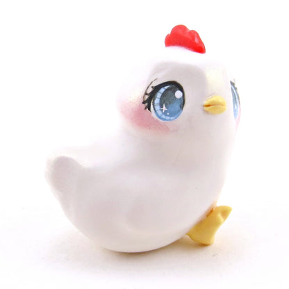 White Chicken Figurine - Polymer Clay Spring Animal Collection