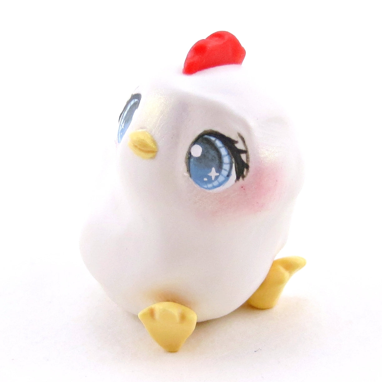 White Chicken Figurine - Polymer Clay Spring Animal Collection