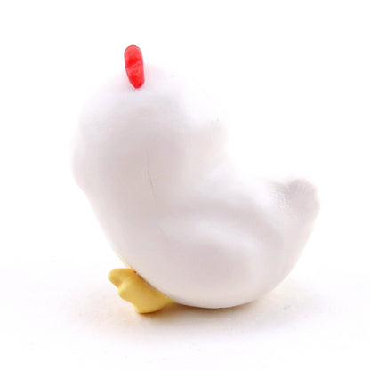 White Chicken Figurine - Polymer Clay Spring Animal Collection