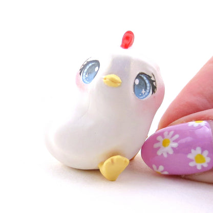 White Chicken Figurine - Polymer Clay Spring Animal Collection