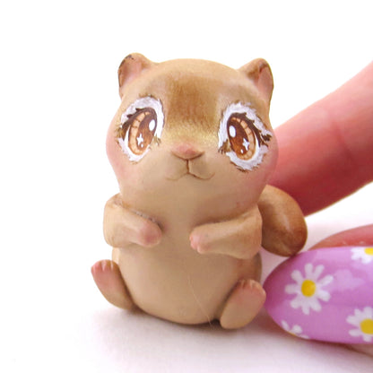 Brown-Eyed Chipmunk Figurine - Polymer Clay Spring Animal Collection