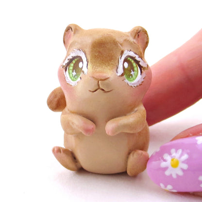 Green-Eyed Chipmunk Figurine - Polymer Clay Spring Animal Collection