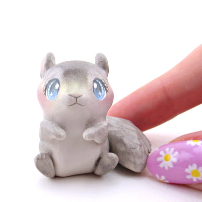 Grey Squirrel Figurine - Polymer Clay Spring Animal Collection